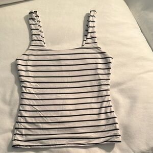 Weekend Los Angeles Navy Blue & White Square Neck Striped Women's Tank Top XS ⚓️